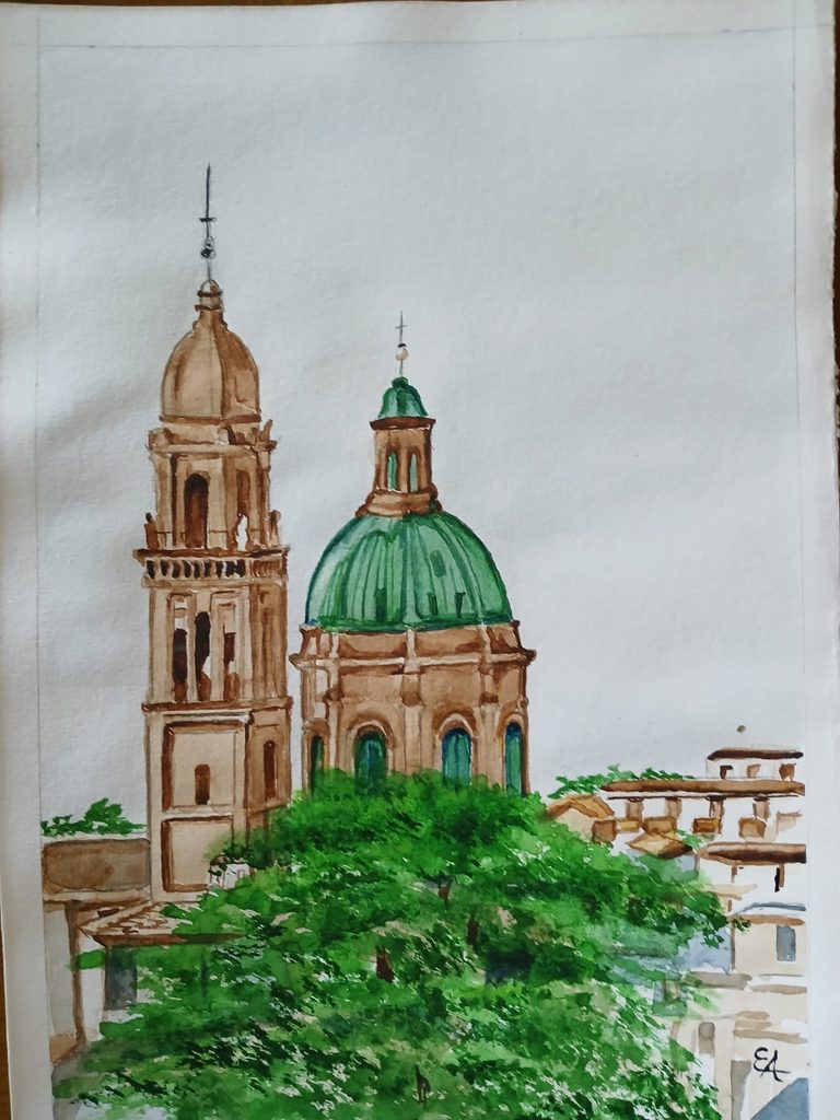 Autor Elda Arcetti
Titulo: Iglesia de San Jorge Reggio Emilia.
Tecnica: Acuarela en
Papel Canson
Año : Septiembre 2026
